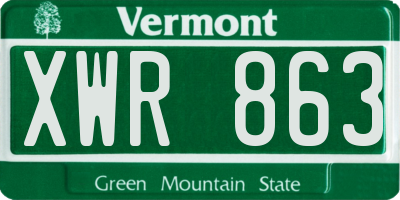 VT license plate XWR863