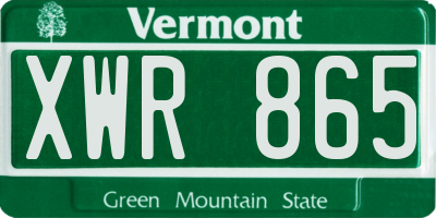VT license plate XWR865