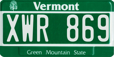 VT license plate XWR869