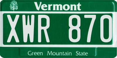VT license plate XWR870