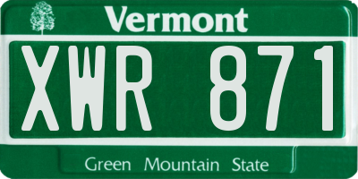 VT license plate XWR871