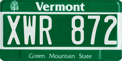VT license plate XWR872
