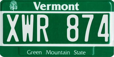 VT license plate XWR874