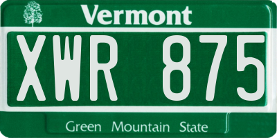 VT license plate XWR875