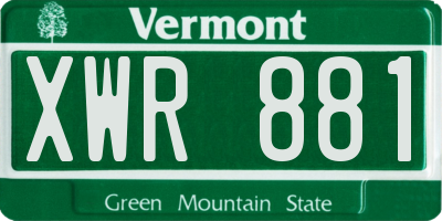 VT license plate XWR881