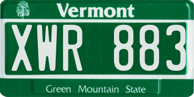 VT license plate XWR883