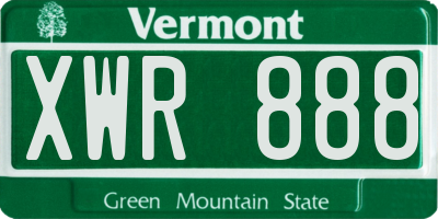 VT license plate XWR888
