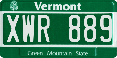 VT license plate XWR889