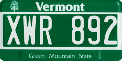 VT license plate XWR892