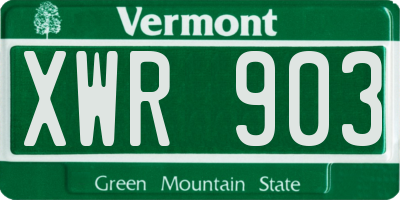 VT license plate XWR903