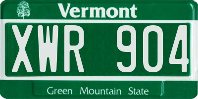 VT license plate XWR904