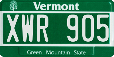 VT license plate XWR905