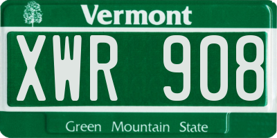VT license plate XWR908