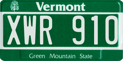 VT license plate XWR910