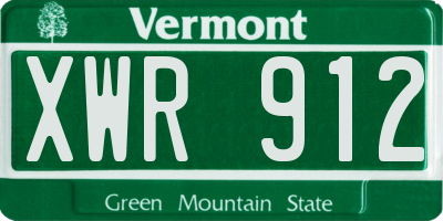 VT license plate XWR912