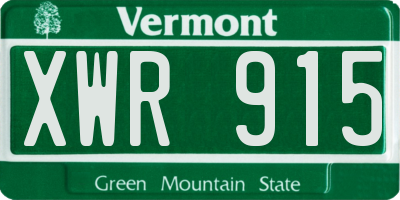 VT license plate XWR915