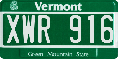 VT license plate XWR916