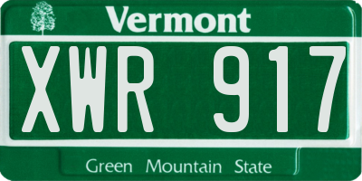 VT license plate XWR917