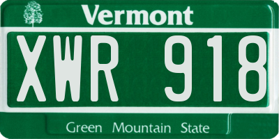 VT license plate XWR918