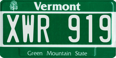 VT license plate XWR919