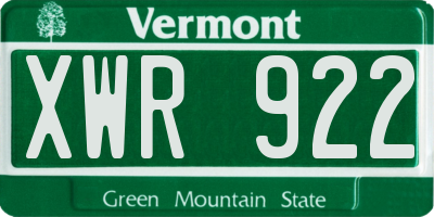 VT license plate XWR922