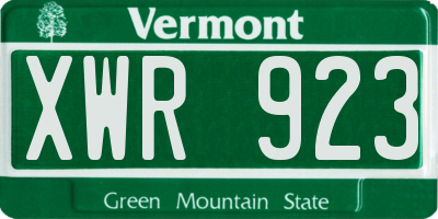 VT license plate XWR923