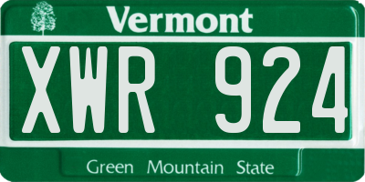 VT license plate XWR924