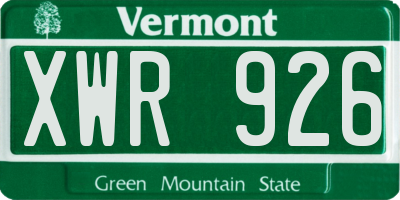 VT license plate XWR926
