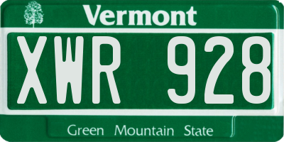VT license plate XWR928
