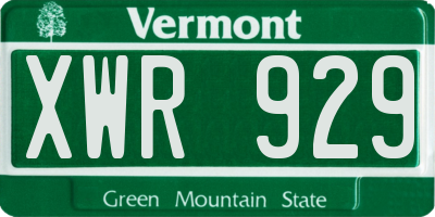 VT license plate XWR929
