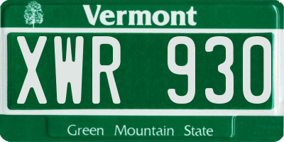 VT license plate XWR930