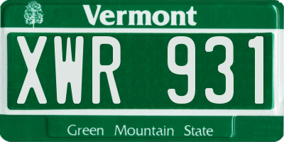 VT license plate XWR931