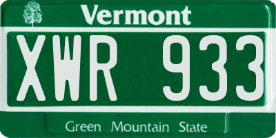 VT license plate XWR933