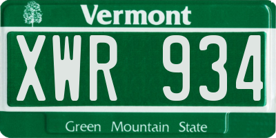VT license plate XWR934