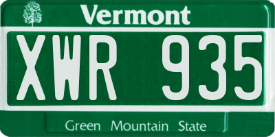 VT license plate XWR935