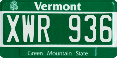 VT license plate XWR936