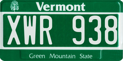 VT license plate XWR938
