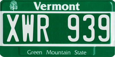 VT license plate XWR939