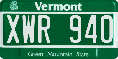 VT license plate XWR940