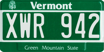 VT license plate XWR942