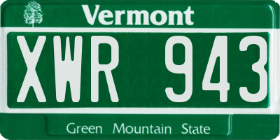 VT license plate XWR943