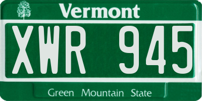 VT license plate XWR945