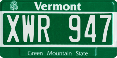 VT license plate XWR947