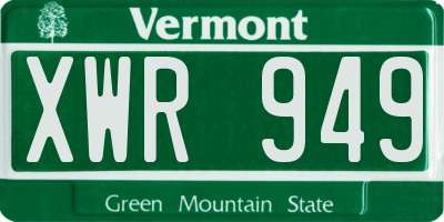 VT license plate XWR949