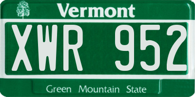 VT license plate XWR952