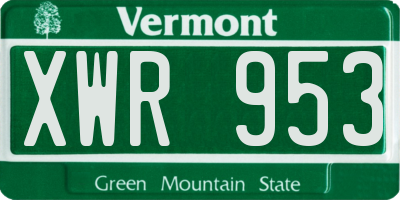 VT license plate XWR953