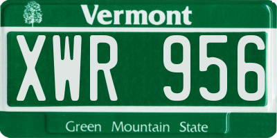 VT license plate XWR956