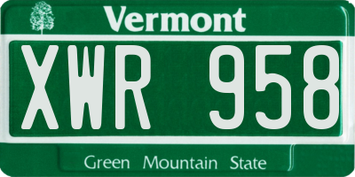 VT license plate XWR958