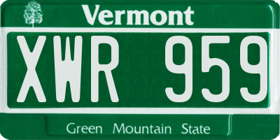 VT license plate XWR959