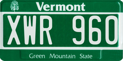 VT license plate XWR960